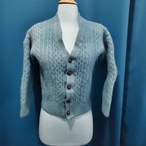 Vintage 70s Highland Homes Industries Scottish 100% Wool Cropped Cardigan - XS/S